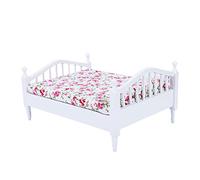 Generic Mini Juego de Muebles de Casa de Muñecas de Madera Escala 1:12, Modelo de Dormitorio Blanco, Juguete con Cama, Espejo, Tocador, Silla y Mesas Auxiliares para Decoración de