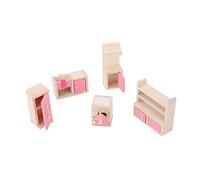 Generic Mini Juego de Muebles de Casa de Muñecas de Madera, Escala 112, Colección de 6 Habitaciones con Accesorios para Sala de Estar, Cocina, Dormitorio y Baño, Decoración Artesanal de Casa de
