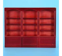 Generic Mini Librería para Casa de Muñecas, Muebles de Juguete No Tóxicos Duraderos de Madera a Escala 1:12 para Casa de Muñecas para Niños (Rojo marrón)