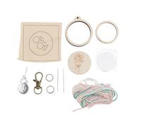 Generic Mini Llavero de Aro de Bordado de Madera, Juego Compacto de Manualidades para Principiantes y Entusiastas del Arte en Madera Contrachapada de álamo Natural