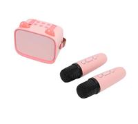 Generic Mini Máquina de Karaoke Portátil para Niños, Juguete con Micrófonos Inalámbricos para Divertirse, Cantar, Educación en Casa o Jugar Al Aire (Pink)