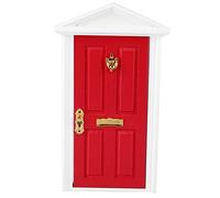 Generic Mini Puerta para Muñecas, Decoración de, Puerta de Madera en Miniatura para Casa de Muñecas, Material Seguro, Juguete DIY para Niños, Material de Madera y Metal (Rojo)