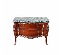 Generic Miniatura Gabinete Armario Elegante de Estilo Europeo Cajonera Pequeña Vintage con Detalles Dorados y Dos Cajones Baúl Decorativo Artesanal Mueble, Caoba