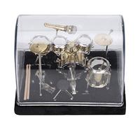 Generic Modelo de Mini Tambor Exquisito Instrumento Decorativo Retro para el Hogar y la Oficina, con Baquetas y Cubierta, para Entusiastas de los Instrumentos Colección de Regalos 5,5 X 3,8 X 4,3