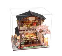 Generic Modelo de Tienda de Sushi Japonés de Madera DIY, Juguete de Molde de Montaje LED Creativo para Adultos, Fácil de Montar para Adolescentes, 22,5 X 17,5 X 19, Cm