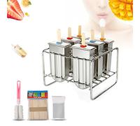 Generic Molde para Paletas de Hielo de Acero Inoxidable, Duradero, con Soporte para Palitos para Helado Casero, Ideal para Niños y Familia, Juego de 6 Moldes para Paletas