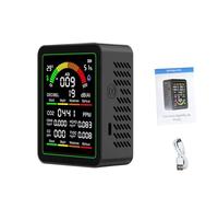 Generic Monitor de Calidad del Aire Interior, Detector de Temperatura y Humedad CO2 HCHO TVOC, Probador de Calidad Portátil con Niveles de Ruido y CO, Ideal para Oficina, Hotel, Plantas Mascotas