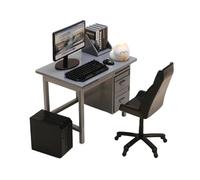 Generic Muebles de Casa de Muñecas, Juego de Computadora en Miniatura, Mini Mesa Decorativa Creativa, Silla, Accesorios de Simulación, Accesorios para Casa de, Escritorio Gris