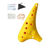 Generic Ocarina Pequeña Musical de 12 Agujeros Afinada en Do Alto Instrumento Portátil Práctico con Bolsa de Transporte Adecuada para Estudiantes Conciertos R, Amarillo