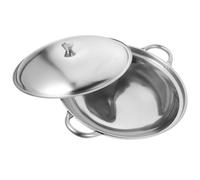 Generic Olla Coreana de Acero Inoxidable con Doble Asa, 23 Cm, Resistente y Versátil para Cocina Casera, Utensilios de Cocina para Olla Caliente y Wok Doméstico