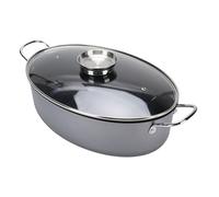 Generic Olla de Pescado Multifuncional, Vaporera Ovalada Antiadherente para Cocinar en Familia, Acero Al Carbono, 1 Pieza