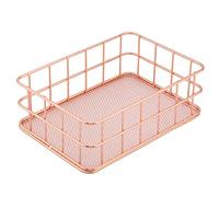 Generic Organizador de Cesta de Almacenamiento de Hierro Dorado Rosa para una Estética de Escritorio Limpia, Soporte de Almacenamiento Duradero para el Hogar y la Oficina, Idea de Regalo única, (C)