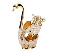 Generic Organizador de Cucharas de café Swan, Soporte de Base Lujoso con 6 Cucharas de Metal para té de la Tarde o Postre, Oro Blanco