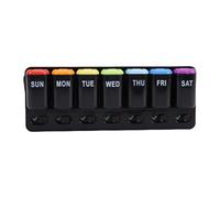 Generic Organizador Semanal de Tabletas Práctico y Portátil Pastillero Desmontable Recordatorio para Viajes Material ABS 7,9 X 3 X 1,8 Pulgadas para Uso en Exteriores (Black)