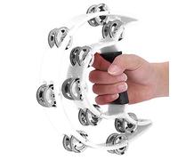Generic Pandereta de Percusión de Doble con Múltiples Jingles de Sonido para Niños y Adultos Tamaño Azul 8,9 X 8,1 X 1, Pulgadas (WHITE)