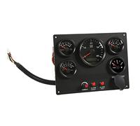 Generic Panel de Instrumentos para Barcos, Juego de Calibre 5, Medidor de Tablero Multifuncional Duradero para Uso Marino, Aleación de Aluminio, 241x177mm (esfera negra)