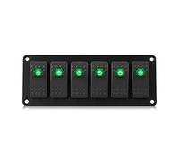 Generic Panel de Interruptor Basculante de 12-24V, 6 Entradas LED, Control Resistente Al Agua para Coche, RV, Barco, Marino (GREEN)