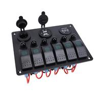 Generic Panel de Interruptor de Palanca DC 12-24V 6 Gang con Protección contra Sobrecarga y Puertos USB para Barcos, Coches, Yates, Material ABS Duradero (luz verde)