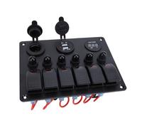 Generic Panel de Interruptor de Palanca DC 12-24V 6 Gang con Protección contra Sobrecarga y Puertos USB para Barcos, Coches, Yates, Material ABS Duradero (Luz roja)