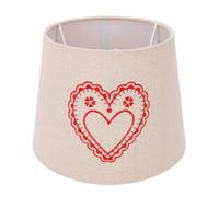 Generic Pantalla de Tambor de Lino con Bordado de Corazón, Cubierta Hecha a Mano para Lámparas de Mesa E27 E14, Decoración Acogedora para el Hogar (rojo)