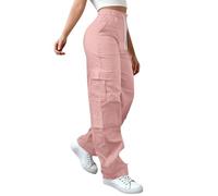 Generic Pantalones de pierna ancha para mujer, cómodos y transpirables, pantalones cargo con bolsillos para mujer, clásicos y suaves, cintura alta elástica, pantalones de yoga para todo el día, uso