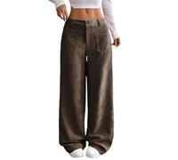 Generic Pantalones de pierna ancha para mujer, suaves y transpirables, pantalones de mezclilla acampanados para mujer, casuales y versátiles, cintura alta, pantalones de yoga para todo el día, café