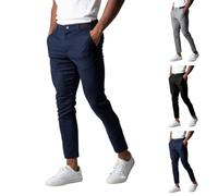 Generic Pantalones inteligentes para hombre, pantalones de vestir ajustados, elásticos, ajuste regular, pierna pequeña, cintura, cómodos y transpirables