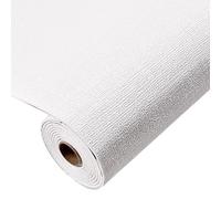 Generic Papel pintado texturizado de lino sintético, blanco, autoadhesivo, geométrico