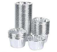 Generic Paquete de 50 Vasos de Papel Corrugado de Doble Cara, Resistentes Al Calor, Moldes para Magdalenas, Pasteles, Magdalenas, Color Plateado, Oro Rosa, Ideal para Bodas (Plata doble cara K1001#A)