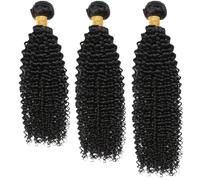 Generic Paquetes de cabello humano rizado, rizos birmanos, negro natural con gran brillo, longitudes de 16, 18, 20 pulgadas; peinado con un diseño fuerte que resiste el desgarro