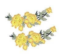 Generic Parche Bordado de Algodón para Coser, Diseño de Flores, Bricolaje, para Chalecos, Sombreros, Decoración del Hogar, 11 X 28 Cm, Juego de 2 (YELLOW)