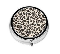 Generic Pastillero redondo con estampado marrón y negro, 3 compartimentos, pequeño pastillero para bolso y bolsillo, mini pastillero de metal para viaje