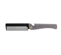 Generic Peine para Barba Plegable de Acero Inoxidable, Ligero, Antiestático, para Dar Forma Al Bigote, para Viajes y Uso Diario, Negro y ámbar (Acetato negro + revestimiento de acero inoxidable)