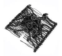 Generic Peine para el Cabello con Cuentas para Mujer, Elegante Clip Deslizante Doble, Ajustable para Todo Tipo de Cabello, Crea Hermosos Peinados Todos los Días (BLACK)
