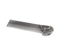 Generic Peine para el Cabello con Patrón de Calavera de Aleación de Zinc de Bolsillo, Antiestático, Alisador de Dientes para Hombres, Peine Portátil Elegante para Dar Forma Al Bigote para Uso (SILVER)