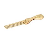 Generic Peine Plegable para Barba de Aleación de Zinc, Previene la Estática, Alisa los Dientes para Dar Forma Al Bigote, Tamaño Portátil para Viajar (GOLD)