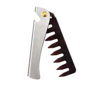 Generic Peine Plegable para Hombres de Acero Inoxidable Mango, Peine Antiestático de Dientes Anchos, Herramienta Portátil de Peluquería para Masaje del Cuero Cabelludo y Peinado Vintage