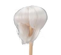 Generic Peluca Corta para Muñeca, Cuero Cabelludo Simulado, Pelo Sintético de Muñeca 1/4 Realista para con una Circunferencia de Cabeza de 18,5-21 Cm (WHITE)