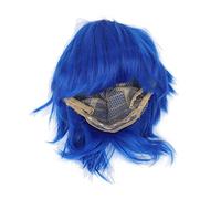 Generic Peluca de Cosplay de Anime Azul Corta y Esponjosa para Hombre, sin Deformación, Ideal para Fiestas de Cosplay, Halloween, Cabello Sintético de Alta Temperatura