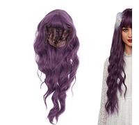 Generic Peluca de Dama Morada Postizo Sintético Rizado Largo Ajustable para Cosplay y Fiestas Púrpura 66cm