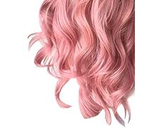 Generic Peluca Rosa Larga Ondulada, Elegante, Femenina, con Raya Media, Sintética, Resistente Al Calor, para Cosplay, Mujeres y Niñas