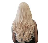 Generic Peluca Rubia Rosa, Peluca Rubia Fibra de Fibra Sintética de Dora Larga y Riza de 71 Cm de Largo con Excelente Permeabilidad Al Aire para Fiestas, Juego de Roles o Uso Diario