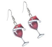 Generic Pendientes de copa de vino de Navidad, joyería acrílica, para vestido de Navidad, para mujer, fiesta de vacaciones, Size Approx. 1.49x2.04inch3.8x5.2cm, Acrílico