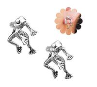 Generic Pendientes de Rana Retro de Dibujos Animados, Regalo de Joyería Desmontable de 2 Vías para Mujeres, Amantes de la Naturaleza, Plata Retro (plata antigua)