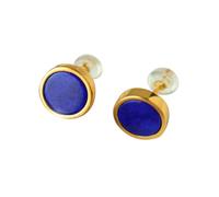 Generic Pendientes de tuerca de plata de ley 925 con lapislázuli, piedra azul natural, redondos, chapados en oro blanco, minimalistas, unisex, para uso diario, Lapislázuli