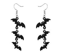 Generic Pendientes largos con diseño de murciélago, para mujer, para Halloween, vampiro, accesorio moderno, gótico, joyas acrílicas, color negro