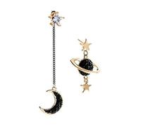 Generic Pendientes Moon Star, Pendientes Asimétricos Black Star Moon para Citas
