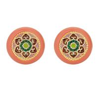 Generic Pendientes redondos de varios tonos, joyería de leyenda de flores, aretes de esmalte colorido vintage, uso diario de plata 925