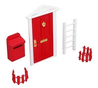 Generic Pequeña Puerta de Hada de los Dientes de Madera, Casa de Muñecas Vívida, Puerta de Madera en Miniatura para Casa de Muñecas 1:12, Atractivo Compañero de Hogar, Material de Abedul (Rojo)