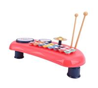 Generic Piano de Juguete Portátil para Golpear Bebés, Tambor de Percusión de Mano Educativo para Niños, Desarrollo de Música Temprana, Colores Brillantes (Rojo)